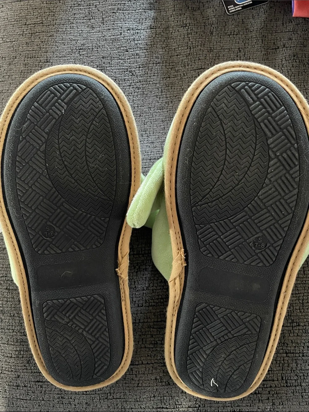 Holiday Green Plush Kids Slippers